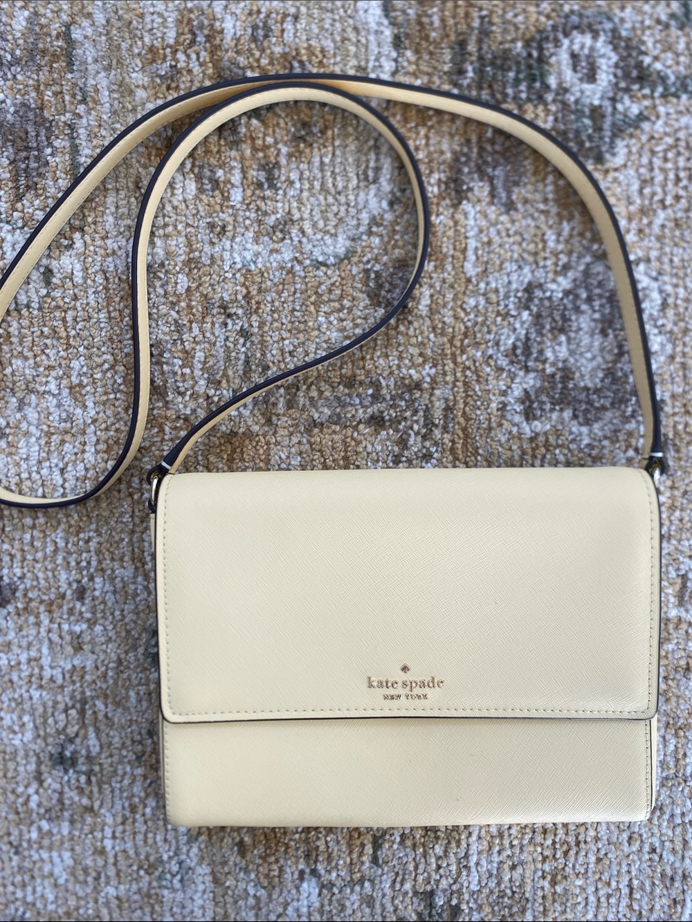 Kate Spade Yellow Cream Crossbody Flap Bag